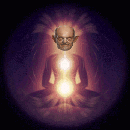 Man in Lotus Position With Head Light