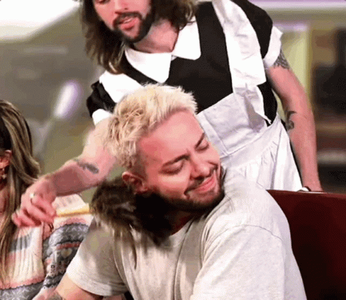 Man In Maid Costume Petting Head GIF