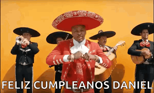 Man in Mariachi Outfit Dancing Feliz Cumpleaños Daniel