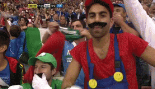 Man In Mario Costume At Soccer Game GIF