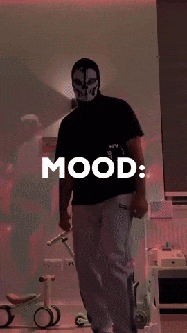 Man in Mask and Black Shirt Saying Mood