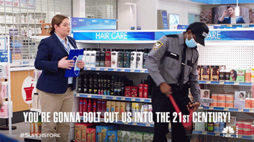 Man In Mask Cleaning Shelf With You Gonna Bolt GIF