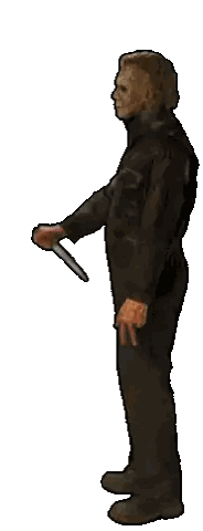 Man in Mask Holding Knife