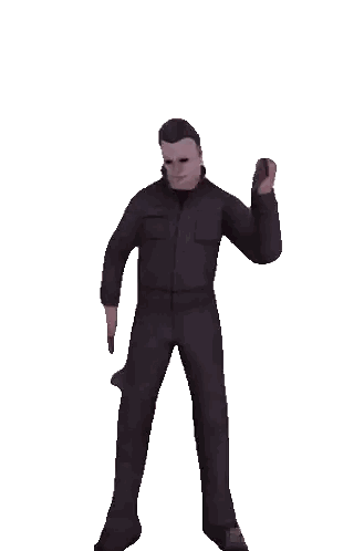 Man in Mask Holding Knife and Dancing