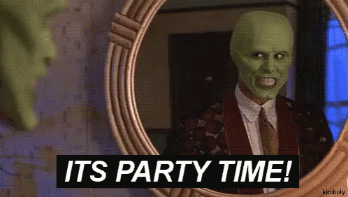 Man in Mask Saying Party Time