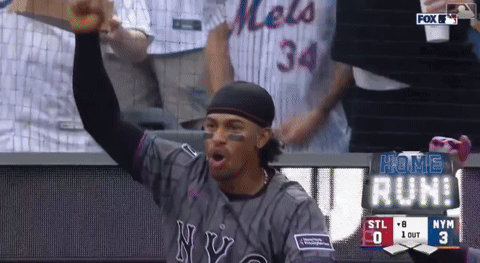 Man in Mets Jersey Fist Pump