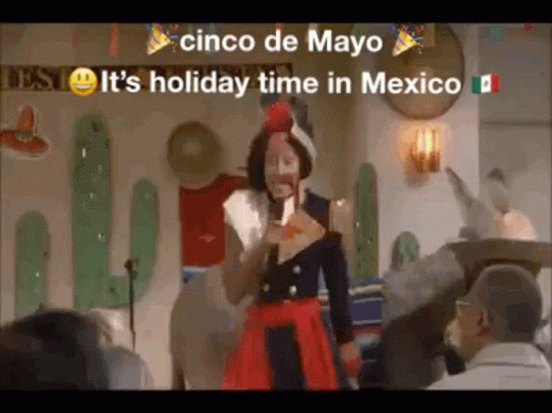 Man in Mexican Outfit Saying Cinco De Mayo