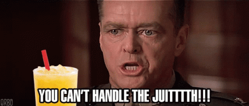 Man in Military Uniform Holding Drink Says You Can't Handle the Truth