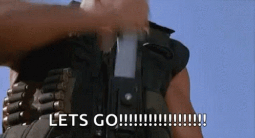 Man in Military Uniform Holding Gun Saying Let's Go