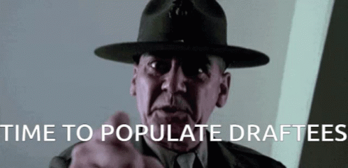 Man in Military Uniform Pointing Time to Populate Draftees