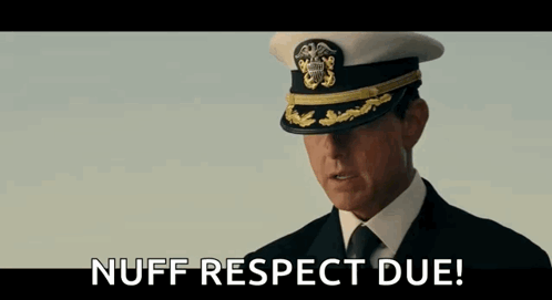 Man in Military Uniform Saluting Saying Nuff Respect Due
