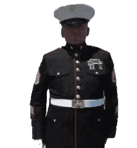 Man in Military Uniform Saluting with White Hat