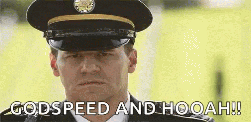 Man In Military Uniform Saying Godspeed And Hooah GIF