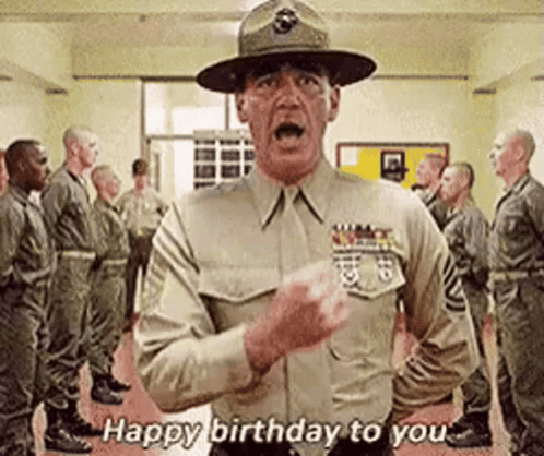 Man In Military Uniform Saying Happy Birthday To You GIF