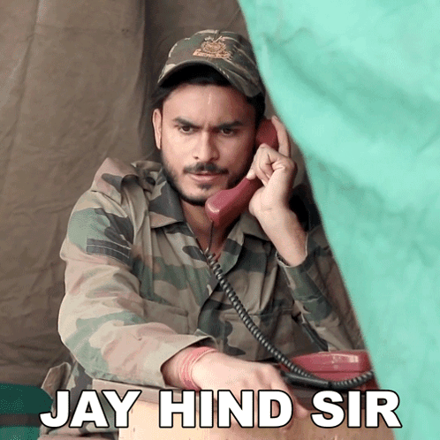 Man in Military Uniform Saying Jay Hind Sir on Phone
