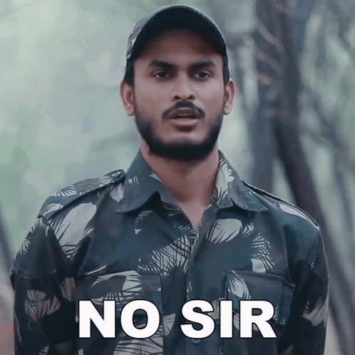 Man in Military Uniform Saying No Sir