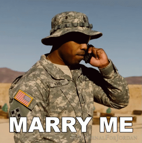 Man In Military Uniform Says Marry Me GIF