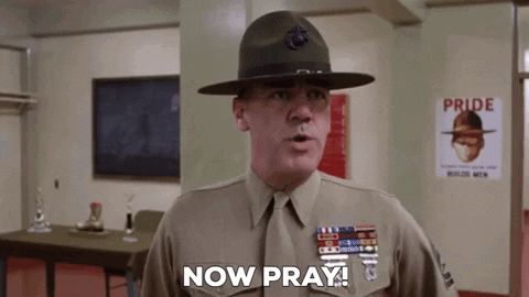 Man in Military Uniform Says Now Pray