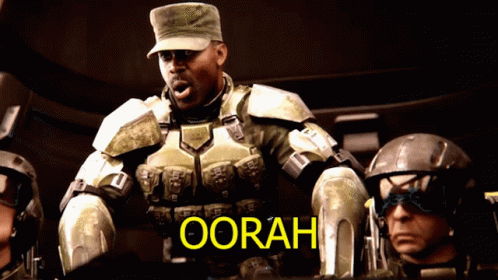 Man in Military Uniform Says Oorah