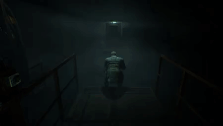 Man in Military Uniform Standing in Darkness