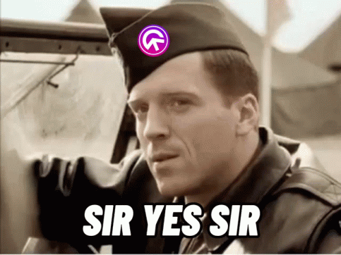 Man in Military Uniform with Sir Yes Sir Hat