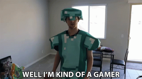 Man in Minecraft Costume Says Well I'm Kind of a Gamer
