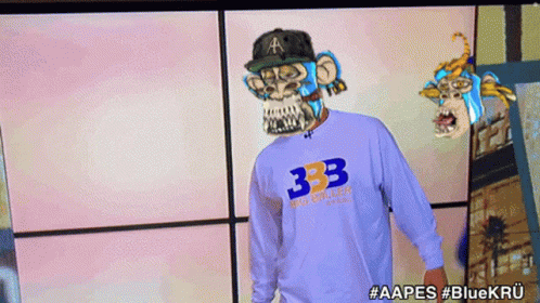 Man in Monkey Mask and 333 Shirt
