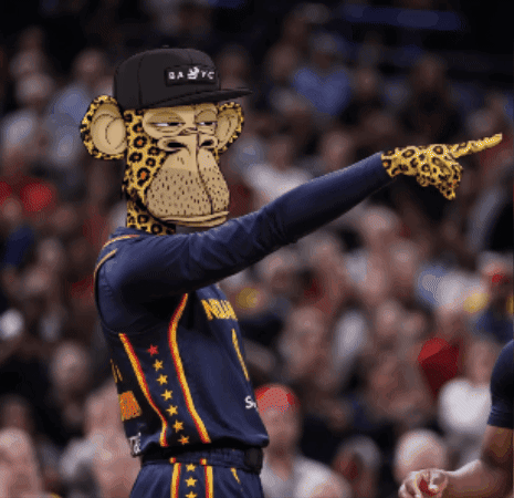 Man in Monkey Mask and NBA Jersey Pointing