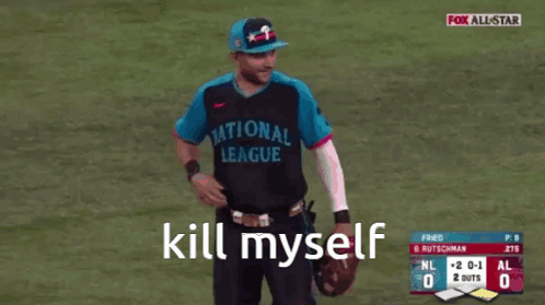 Man in National League Jersey Stands on Field
