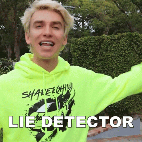 Man in Neon Green Hoodie Saying Lie Detector