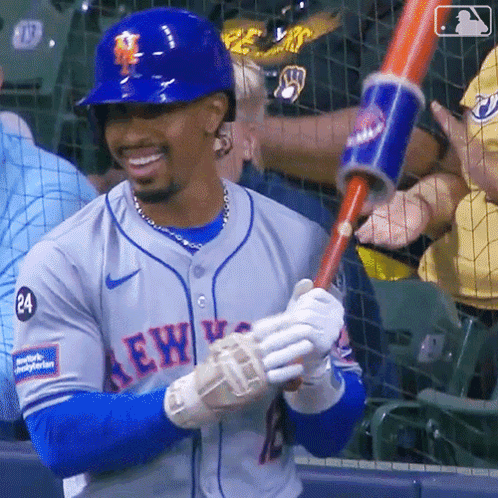 Man in New York Mets Jersey Holding Bat