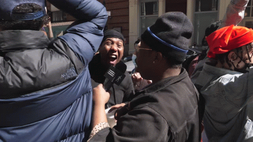 Man in North Face Jacket Interviewed