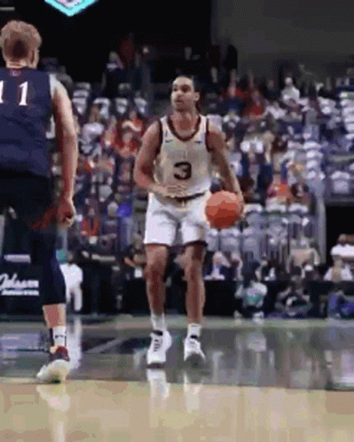 Man In Number 3 Jersey Dribbling Basketball GIF