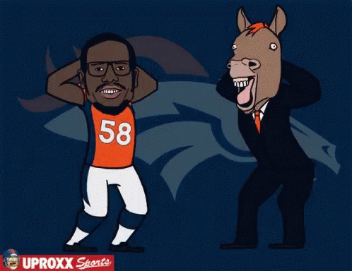 Man in Number 58 and Horse Head