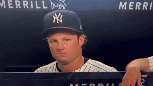 Man in NY Yankees Hat Behind Merri Sign