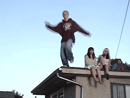 Man In O'Neill Sweatshirt On Roof GIF