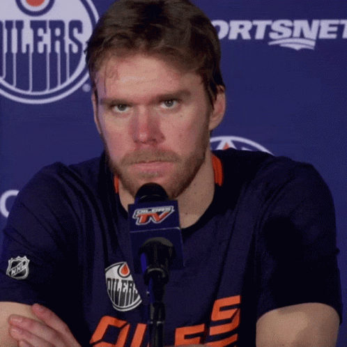 Man In Oilers Jersey In Front Of Sportsnet GIF