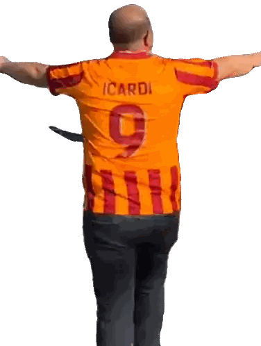 Man in Orange and Red Shirt Number 9