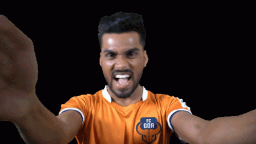 Man In Orange FC Goa Jersey Fist Pump GIF