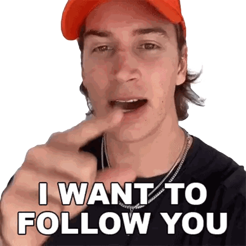 Man in Orange Hat Saying I Want to Follow You