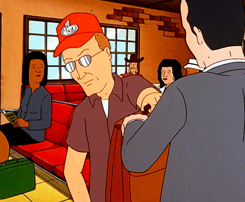 Man in Orange Hat Saying King of the Hill