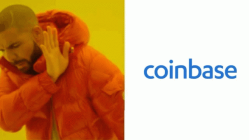 Man In Orange Jacket Next To Coinbase Logo GIF