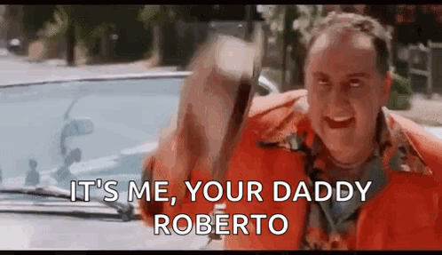 Man in Orange Jacket Saying It's Me Your Daddy Roberto