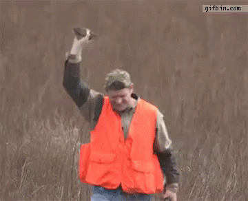 Man in Orange Vest Holding Rifle in Field