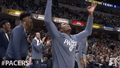 Man in Pacers Shirt Celebrating Win
