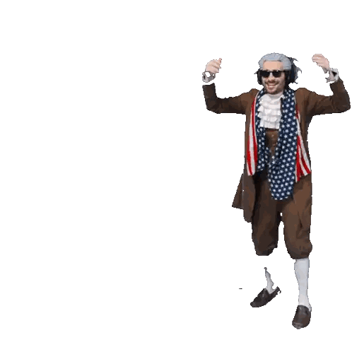 Man In Patriotic Costume Says Congratulations