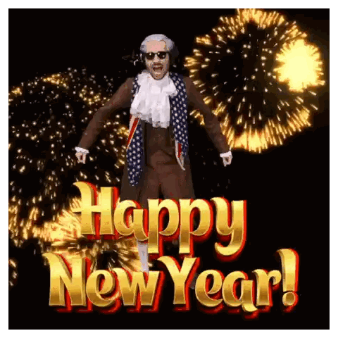 Man in Patriotic Outfit Happy New Year