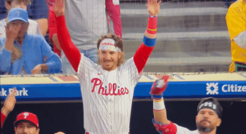 Man In Phillies Jersey Celebrating GIF