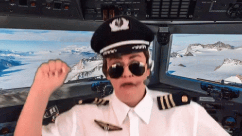Man In Pilot's Uniform With Hat And Sunglasses GIF