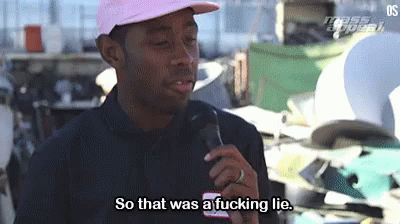 Man in Pink Hat Holding Microphone Saying So That Was a Fucking Lie